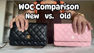 Comparison Chanel CC Turnlock Classic Wallet on Chain 24K vs Old WOC  Chanel LV [upl. by Annoval832]