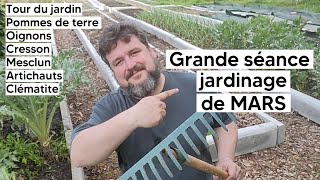 Grand tour du jardin plantation des 🥔 et des 🧅 semis de 🥬et bien dautres choses 【VLOG🌞】 [upl. by Ecilayram]