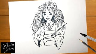 How to Draw Hermione Granger Easy [upl. by Resarf]