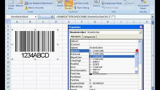 Making Barcode in Excel 2007 with StrokeScribe ActiveX [upl. by Brocky]