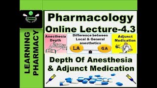 Pharmacology CH43  Depth Of Anesthesia amp Adjunct Medication  Pharmacy Online Lecture [upl. by Atwekk]