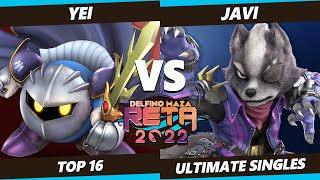 RETA 2022  Yei Meta Knight Lucina Vs Javi Wolf  SSBU Ultimate Tournament [upl. by Hintze]