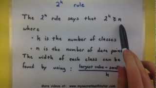 Statistics  Using the 2k rule to determine the number of classes [upl. by Mastrianni]