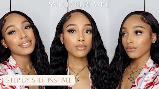 BEAUTIFUL LOOSE WAVE CLOSURE WIG  FULL PROOF BEGINNER FRIENDLY INSTALL  FT  WIGGINS HAIR [upl. by Sirenay378]