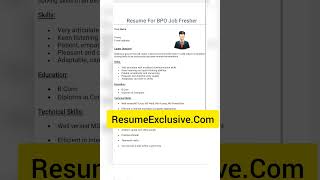 Resume For BPO jobs Fresher [upl. by Ellery553]