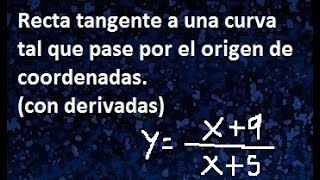 Recta tangente a la hiperbola yx9x5 de modo que atraviese el origen de coordenadas [upl. by Ottilie]