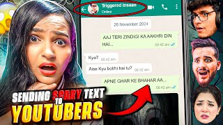 Sending SCARY texts to BIG YOUTUBERS Reactions [upl. by Ytisahcal]