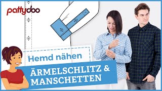 Anleitung Hemd nähen lernen  Teil 3 Ärmel mit Schlitz nähen Damen  Herrenvariante [upl. by Navinod]