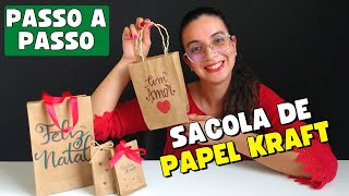 Como Fazer SACOLA de PAPEL KRAFT  PASSO A PASSO [upl. by Mikah]