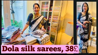 Dola silk sarees 38£ Free shipping until Sep 30th at Saavaas  WhatsApp 00447933051903 AnithaAnand [upl. by Skipp739]