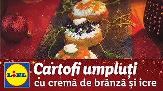 Cartofi umpluti cu crema de branza si icre • reteta Bucataria Lidl [upl. by Anifled908]