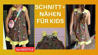 Schnitt  Nähen Kinderkleid in Alinie [upl. by Korry]