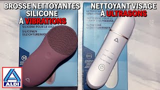 Nettoyant visage à ultrasons et la brosse a vibration nettoyantes silicone pour visage chez ALDI [upl. by Ahseat]