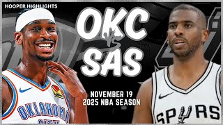 Oklahoma City Thunder vs San Antonio Spurs Full Game Highlights  Nov 19  2025 NBA Season [upl. by Erida631]