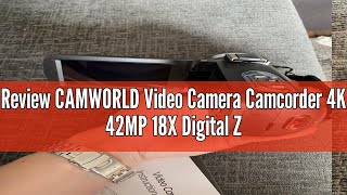 Review CAMWORLD Video Camera Camcorder 4K 42MP 18X Digital Zoom Vlogging Video Camera Recorder for Y [upl. by Htebirol148]