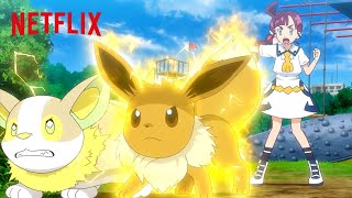 Team Rocket Battles Chloe’s Copycat Eevee ⚡️⚡️ Pokémon Master Journeys  Netflix After School [upl. by Lamahj432]