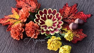 Quilling Tutorial  Marigold Flowers Fall Wreath  part 2 of 6 [upl. by Rehtae]