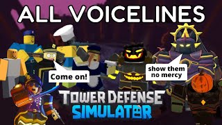 All Tower amp Bosses Voice lines in Tower defense simulator  Tower defense simulator [upl. by Thornton259]