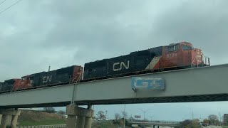 Cn Train On GT Bridge Over Freeway [upl. by Levine]