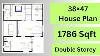 1800 Sq Ft House Plan  38×47 House Plan  1800 Sqft House Design [upl. by Annirak]