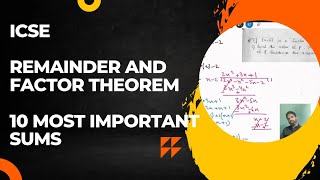 remainder and factor theorem class 10 icse  factorisation class 10 icse 10 important sums [upl. by Yattirb]