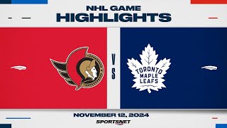 NHL Highlights  Senators vs Maple Leafs  November 12 2024 [upl. by Haropizt12]