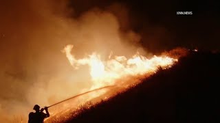 Brush fire burns 25 acres near Castaic Lake [upl. by Llemij]