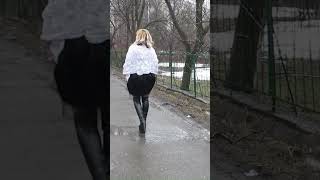 sweetfashionShorts 007– Natalia in fantastic platformed boots on a rainy day fashion shoes [upl. by Capon]