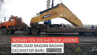 MOBILISASI EXCAVATOR BARU SANY SY 1250 H [upl. by Lladnek]