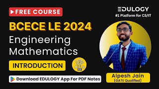 Bcece Le Engineering Mathematics Introduction Class by Alpesh Jain  BCECE LE 2024 FREE COURSE [upl. by Noirad]