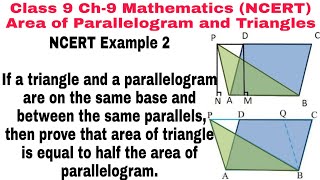 ch9 NCERT Example 2 class 9  Area of parallelogram and triangle  NCERT Mathematics [upl. by Lavicrep]