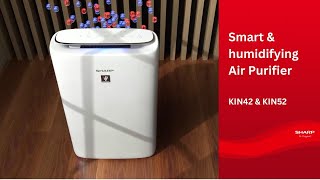 Smart Air Purifier with Humidifying Function  Sharp KIN52 amp KIN42 feature review [upl. by Ainoek822]