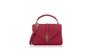 Saint Laurent Matelasse Chevron Monogram Medium College Bag Rouge [upl. by Prue]