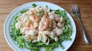 Shrimp amp Pasta Shells Salad  Cold Macaroni Salad with Shrimp Recipe [upl. by Kcirrem]