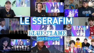 LE SSERAFIM 르세라핌 quotBlue Flamequot Debut Showcase  Reaction Mashup [upl. by Konopka]