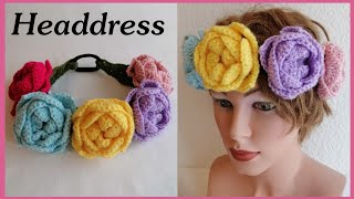 Crochet Headdress 💜💛 Roses design [upl. by Eibbor]