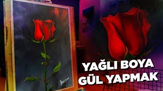 YAĞLI BOYA GÜL TABLOSU NASIL YAPILIR [upl. by Lanette]