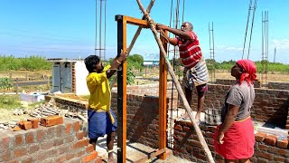 Technical Door Frame Installation with BricklayingHow to Fitting House Teak Wood Door Frame [upl. by Ailehs]