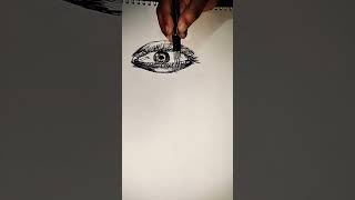 Realistic eye drawing pen drawing art pen [upl. by Berkin]