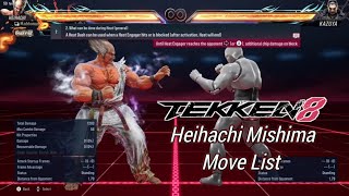 Heihachi Mishima Move List  Tekken 8 [upl. by Gnirol186]