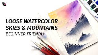 How to Paint Foggy Mountainscape and Pine Trees in Watercolor [upl. by Remark]