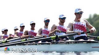 Team USA surges into final of mens eight rowing competition with heat victory  Paris Olympics [upl. by Sorci149]