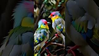 two colorful birds perched on a tree branchshortvideo birds trending nature viralvideo shorts [upl. by Ericksen546]