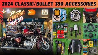 Royal Enfield Bullet 350 Modification 😍🔥  All Accessories For Bullet 350 amp Classic 350 Reborn 2024 [upl. by Aihsoem499]