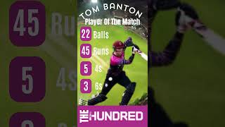 Tom Banton  The Hundred  Player of the match  Cricket [upl. by Thordia209]