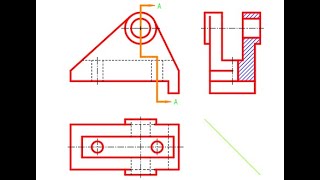 Orthographic projection half sectional view by SAAD SHAHIN [upl. by Naujit987]