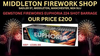 Euphoria 224 Shot Compound Gemstone Fireworks £200 Middleton Fireworks [upl. by Pich]