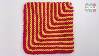 How to Knit a STRIPED Mitred Square [upl. by Nomaj]