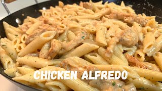 Lazy Creamy Chicken Alfredo Pasta Recipe  Alfredo From A Jar [upl. by Aneras]