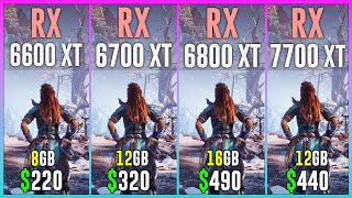 RX 6600 XT vs RX 6700 XT vs RX 6800 XT vs RX 7700 XT  Test in 12 Games [upl. by Aynotahs759]